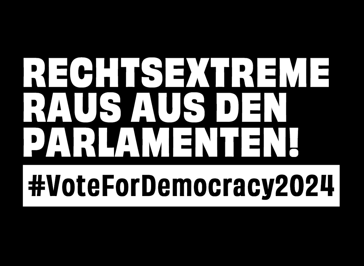 Mach mit bei unserer bundesweiten Aktion #VoteForDemocracy 2024 vor den Europawahlen und den Kommunalwahlen!

Schmücke Deine Fenster, Balkone oder Hauswände mit Transparenten und unserem Slogan:

RECHTSEXTREME RAUS AUS DEN PARLAMENTEN! #VoteForDemocracy2024