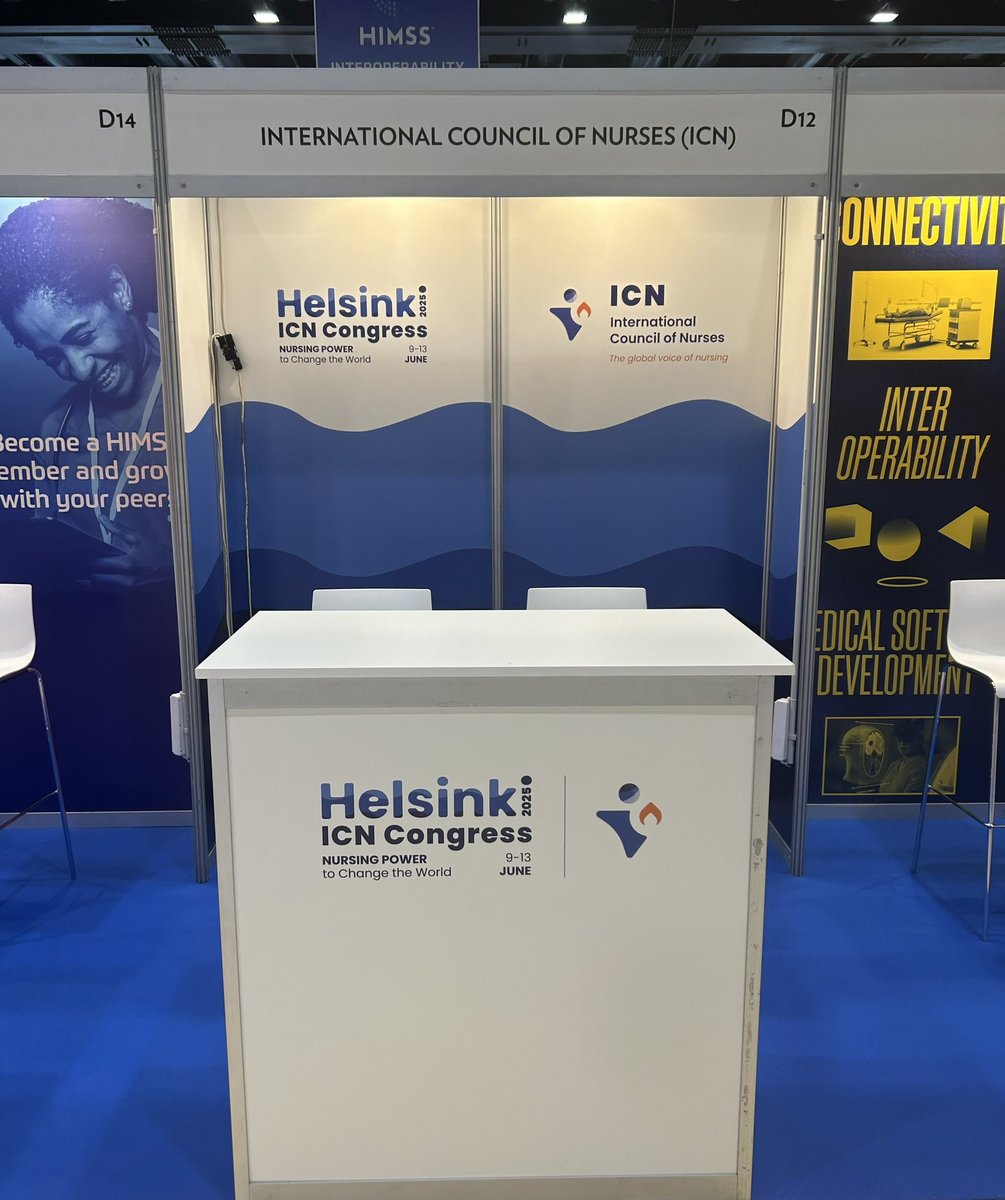 In this busy and important @WHO #WHA77 week, ICN is also at the #HIMSS24Europe! Our President @PamCiprianoRN will be speaking at two sessions on 30 and 31 May, and we are also exhibiting at booth D12 promoting our #ICN2025 #ICNCongress! Join us!! @Sairaanhoitajat