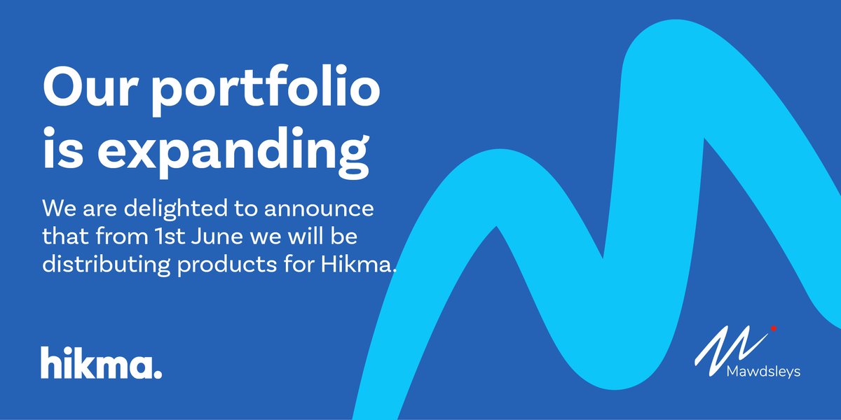 From 1st June we'll be distributing products to hospitals for Hikma, adding to our portfolio of products and manufacturers.
If you're a manufacturer or hospital and want to know more about how we can support you, contact us at info@mawdsleys.co.uk

#Distribution #Pharmaceuticals