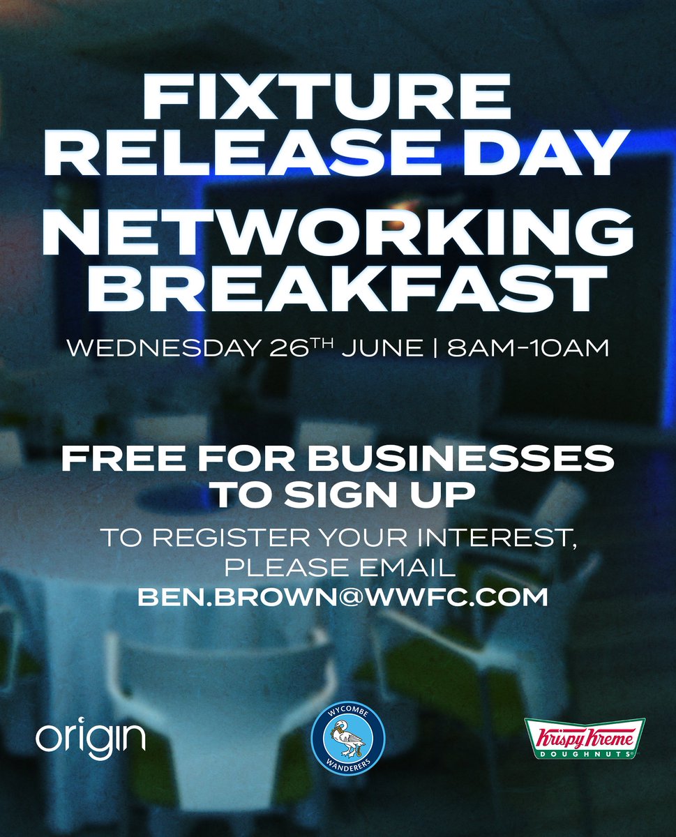 🗓️ Our annual Fixture Release Day breakfast takes place at Adams Park on Wednesday 26th June, and there are a few places remaining for local businesses to snap up!