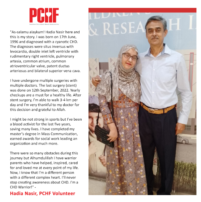Engaging volunteers to become the heart & soul of our team is key. Especially individuals like Ms. Hadia Nasir. Her journey from surviving #CHD as an infant to now being a #CHDWarrior is truly inspirational.
@captainmisbahpk #PCHF #ConqueringCHD
#Donate: pchf.org.pk/donate/