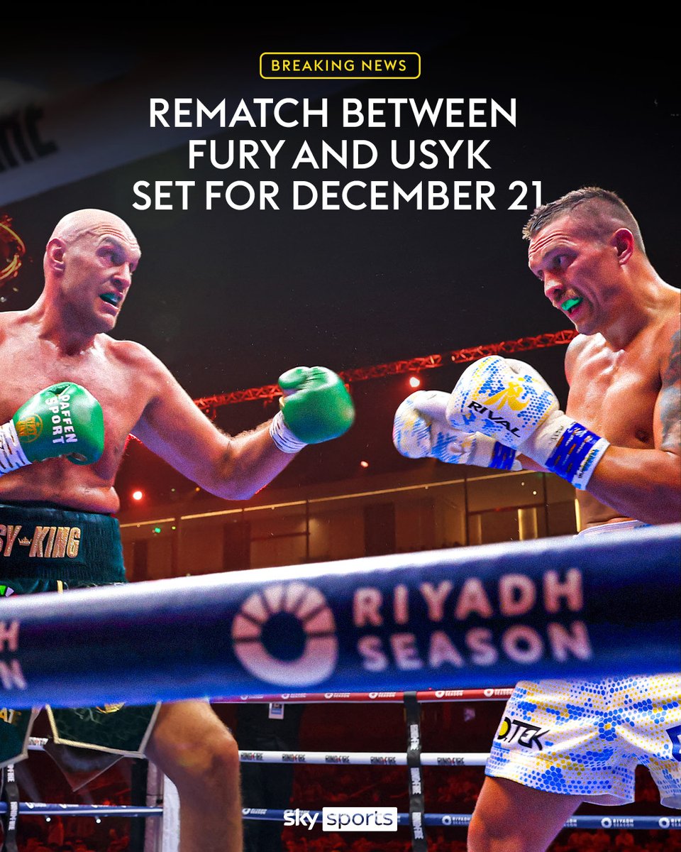 CONFIRMED! The rematch between Fury & Usyk will take place on December 21 in Saudi Arabia 🚨