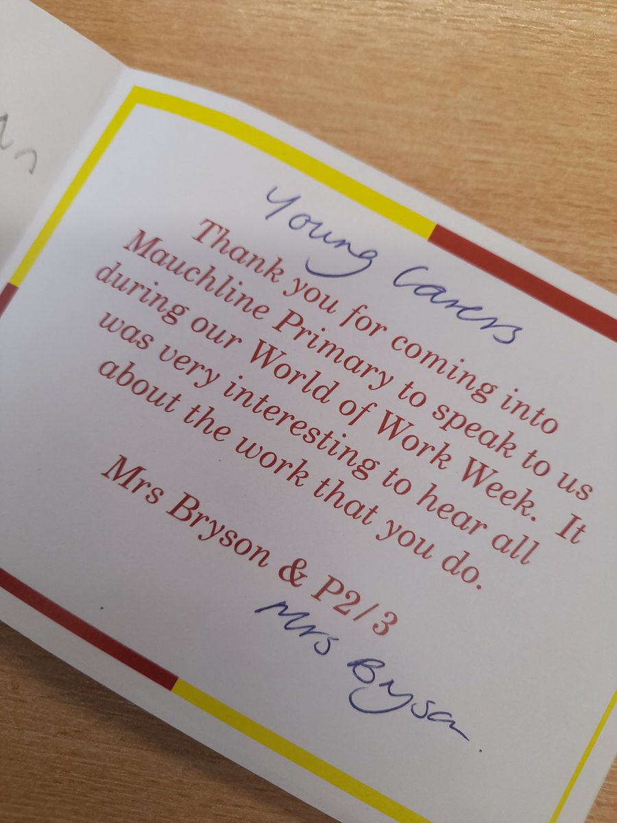 Received some lovely thank you cards from the classes at Mauchline primary ☺ I really enjoyed visiting the school and speaking to all the pupils about Young carers! <a href="/MauchlineC/">Mauchline Primary School & Early Childhood Centre</a>