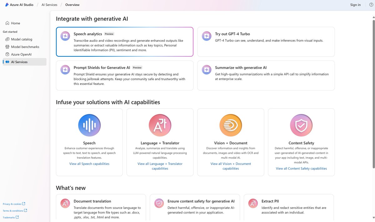 Integrate with generative AI
ai.azure.com/explore/aiserv…
#Azure #AzureAI #OpenAI #GenerativeAI #Cloud #developers #DevOps #AzOps #MVPBuzz  @Azure