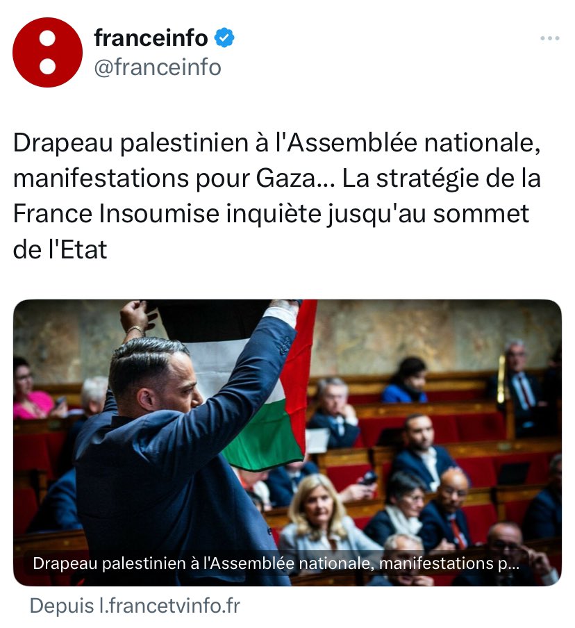 Ça inquiète Macron que LFI dénonce un crime contre l’humanité.
C’est de mieux en mieux…
l.francetvinfo.fr/Ijk