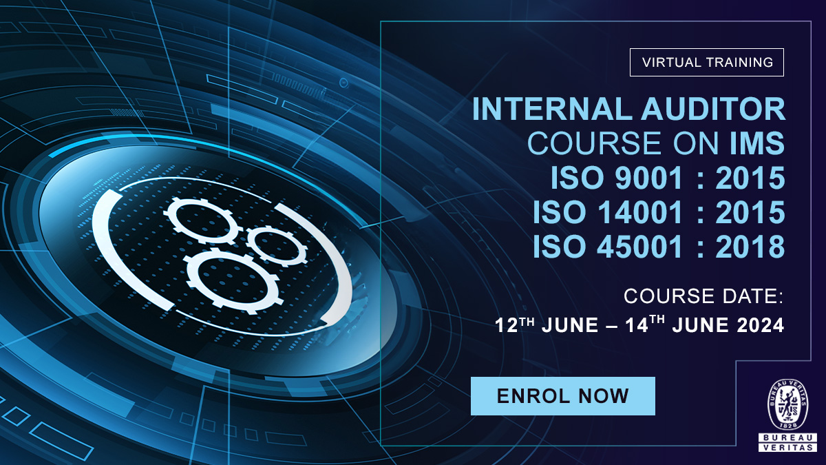 Bureau Veritas India is conducting Virtual Internal Auditor Training on #IntegratedManagement System (#IMS)!  Gain comprehensive understanding of #ISO9001:2015, #ISO14001:2015, and #ISO45001:2018 standards. Secure your slot now and lead with confidence towards excellence.