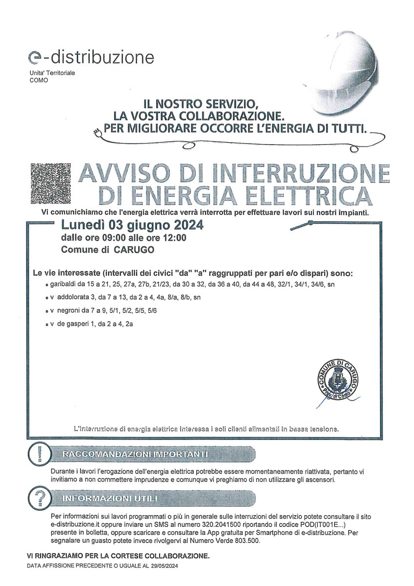 ComuneCarugo's tweet photo. e-distribuzione

AVVISO DI INTERRUZIONE DI ENERGIA ELETTRICA
LUNEDI' 3 GIUGNO 2024
dalle ore 9:00 alle ore 12:00

Leggi l'avviso pubblicato

#carugo https://t.co/Tvx66BlnHS