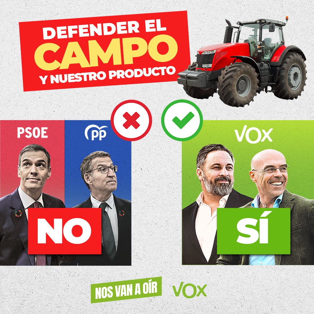 ¿Te preocupan las políticas que desde Bruselas están destruyendo el campo y el producto español? Este 9 de junio ten claro quiénes las han aprobado y quién está con nuestro campo 👇