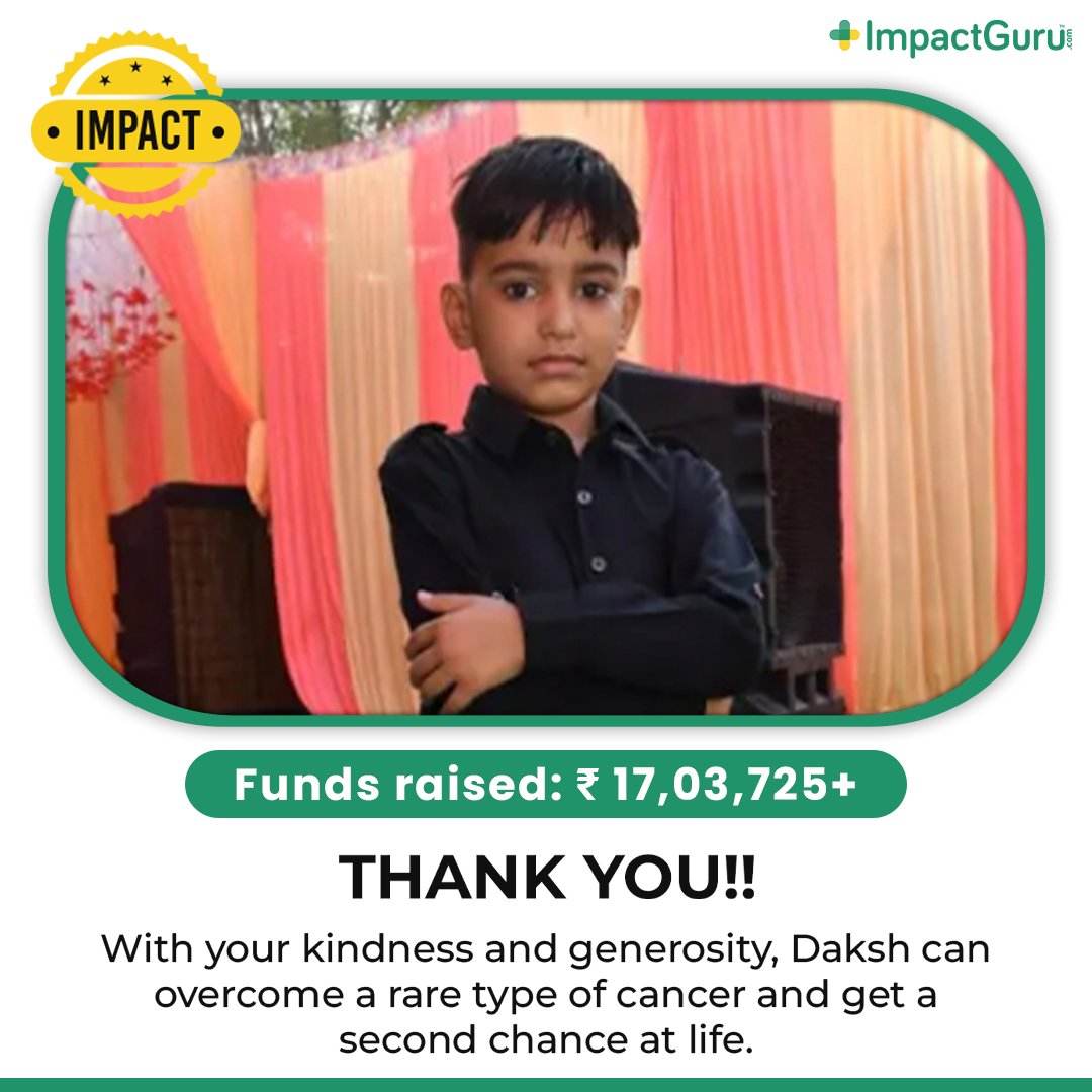 United to make Daksh’s fight against cancer a journey of hope and strength! Keep supporting this young child: impactguru.com/s/sJ6Mr8 #Milestone #Cancer #FightCancer #SavingLives