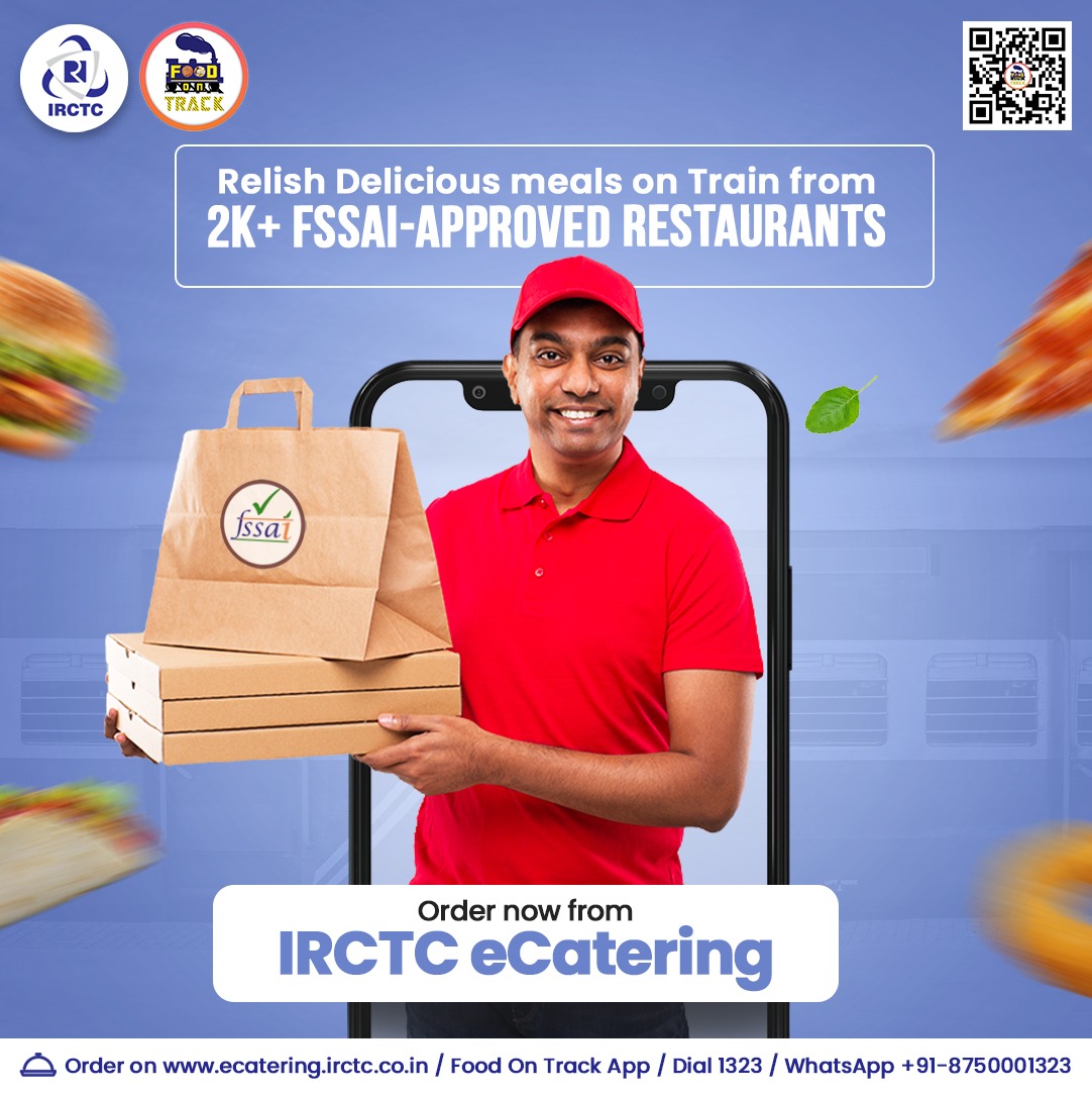 Why worry about #food quality when you have #IRCTC #eCatering with you on the journey? Savour #hygienic & #yummy meals prepared by #FSSAI-certified #restaurant partners. 🌐Click on ecatering.irctc.co.in 👉Install #FoodOnTrack app 📞1323/WhatsApp +91-8750001323 #trainfood