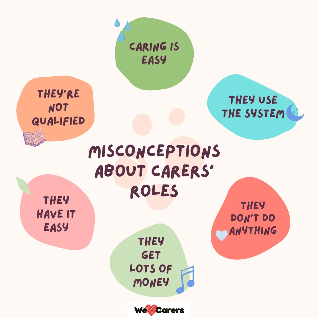 It is very common within the caring community to have misconceptions and these are just a few. Did you know about them? Let us know below! 

WeLoveCarers is here for you - Mon / Fri, 9-2pm. 
Call 01384396626 or Email, Hello@welovecarers.org for support. 

#carersuk #unpaidcarers