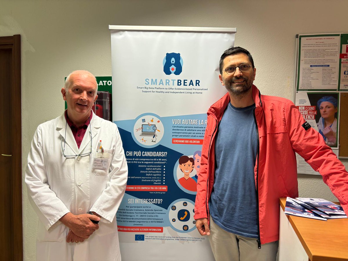 Progetto Smart Bear (@smartbear_it) on Twitter photo Il servizio dedicato a SMART BEAR, trasmesso ieri, è disponibile su: cremona1.it/.../tg-edizion…
L'intervista al nostro team, tra cui <a href="/paoloceravolo/">Paolo Ceravolo</a>, è disponibile su: cremaoggi.it/2024/05/28/anz…
#smartbear #h2020 #unimi #comunitasocialecremasca #saluteebenessere #europeancommission Il servizio dedicato a SMART BEAR, trasmesso ieri, è disponibile su: cremona1.it/.../tg-edizion…
L'intervista al nostro team, tra cui <a href="/paoloceravolo/">Paolo Ceravolo</a>, è disponibile su: cremaoggi.it/2024/05/28/anz…
#smartbear #h2020 #unimi #comunitasocialecremasca #saluteebenessere #europeancommission