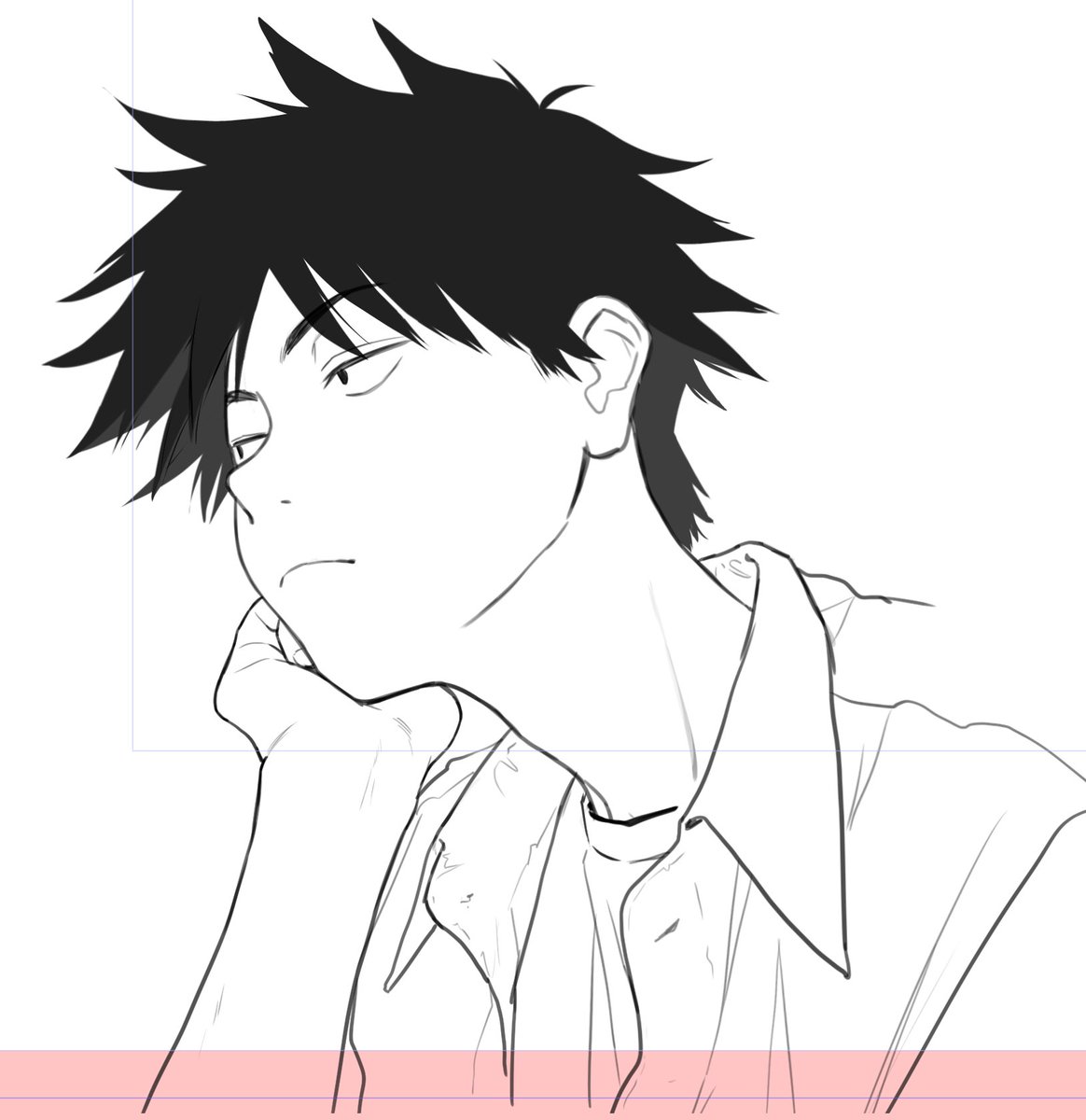 三白眼の男描くの久々な気がする 