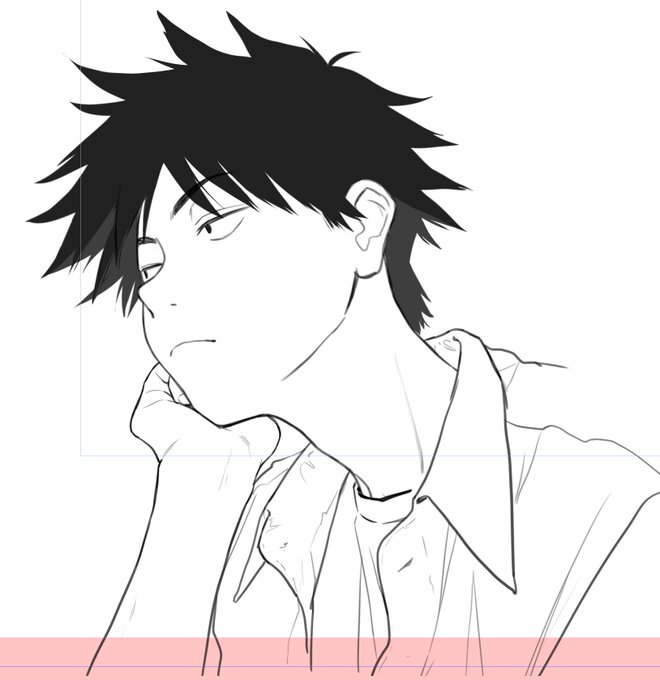 三白眼の男描くの久々な気がする 