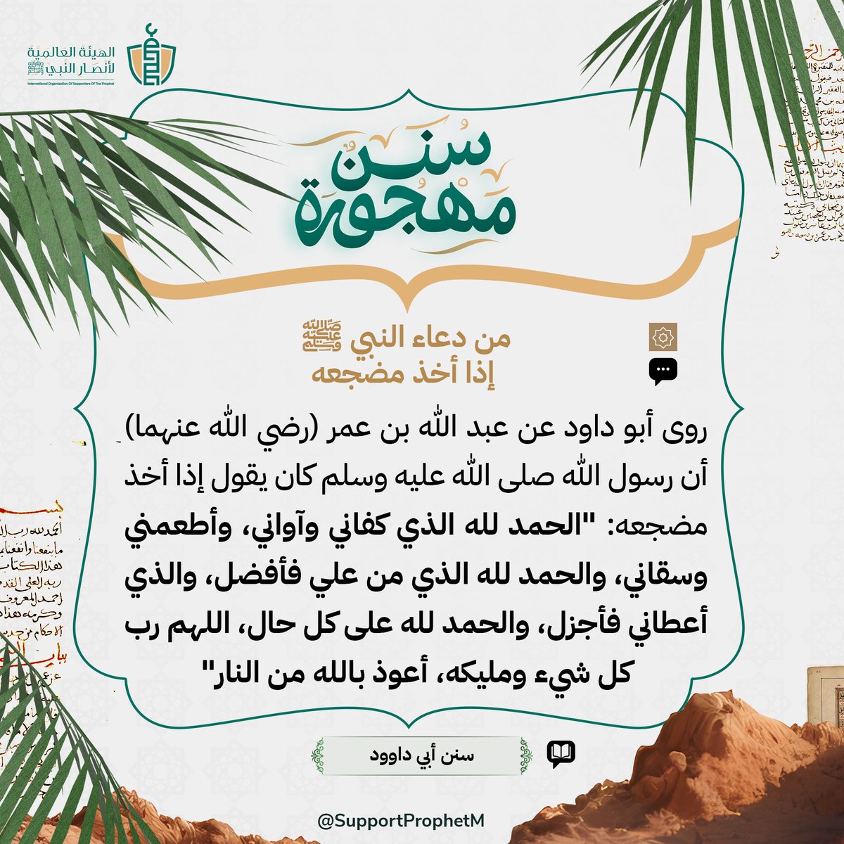 من دعاء النبي ﷺ إذا أخذ مضجعه #أنصار_النبي #سنن_مهجورة