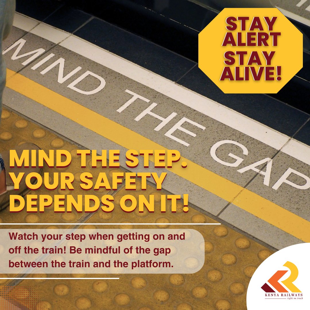 Always stay alert near the railway line and at the station. Watch your step on the platform to prevent injuries or loss of life. #StayAlertStayAlive #RailwaySafety