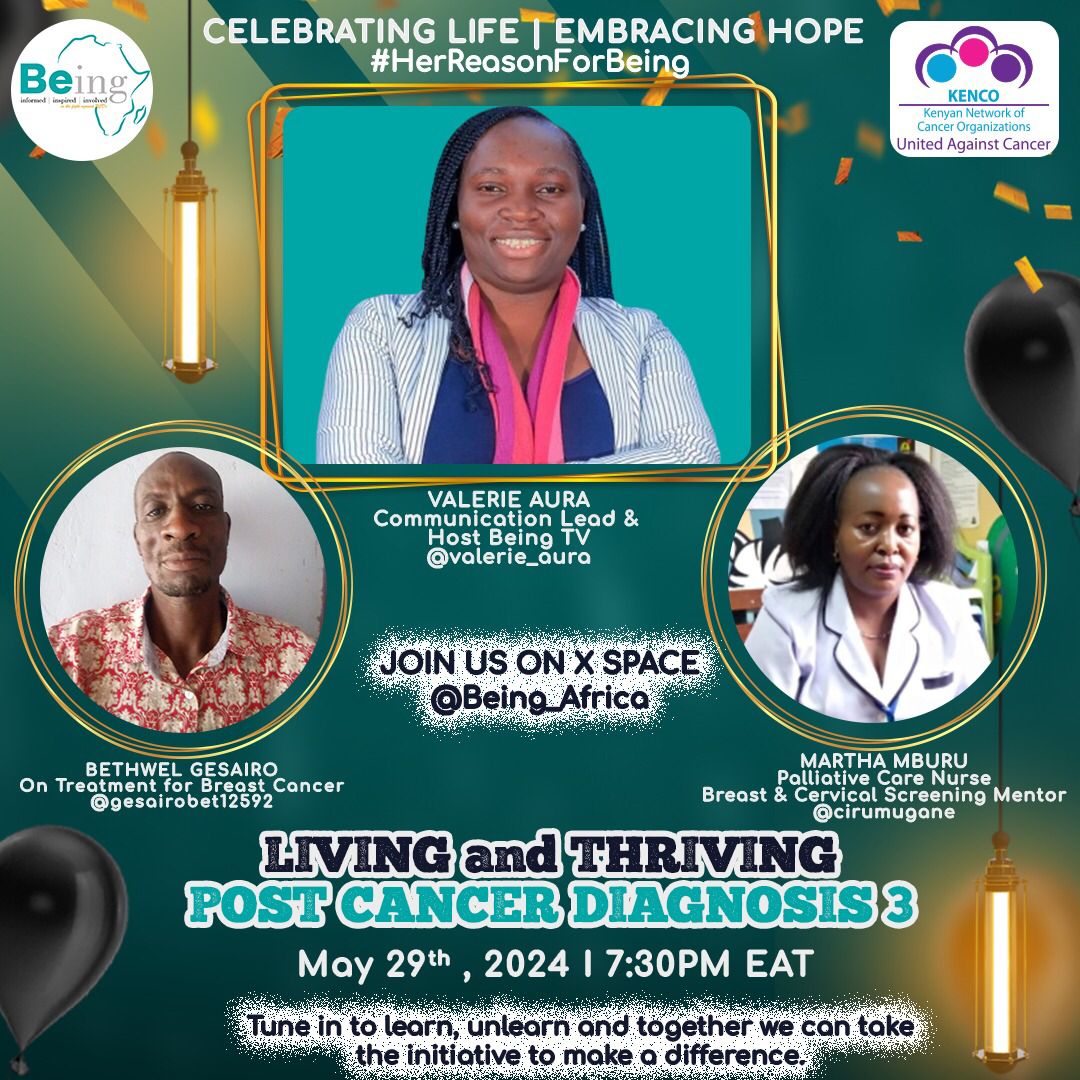 Today is #HerReasonForBeing Day. Tune in from 7:30PM EAT and be part of our series as we delve into the 3rd part of 'Living & Thriving Post Cancer Diagnosis. Join us, learn, & unlearn. Speakers: @GesairoBet12592 & @cirumugane #CelebratingLife #EmbracingHope @IGCSociety