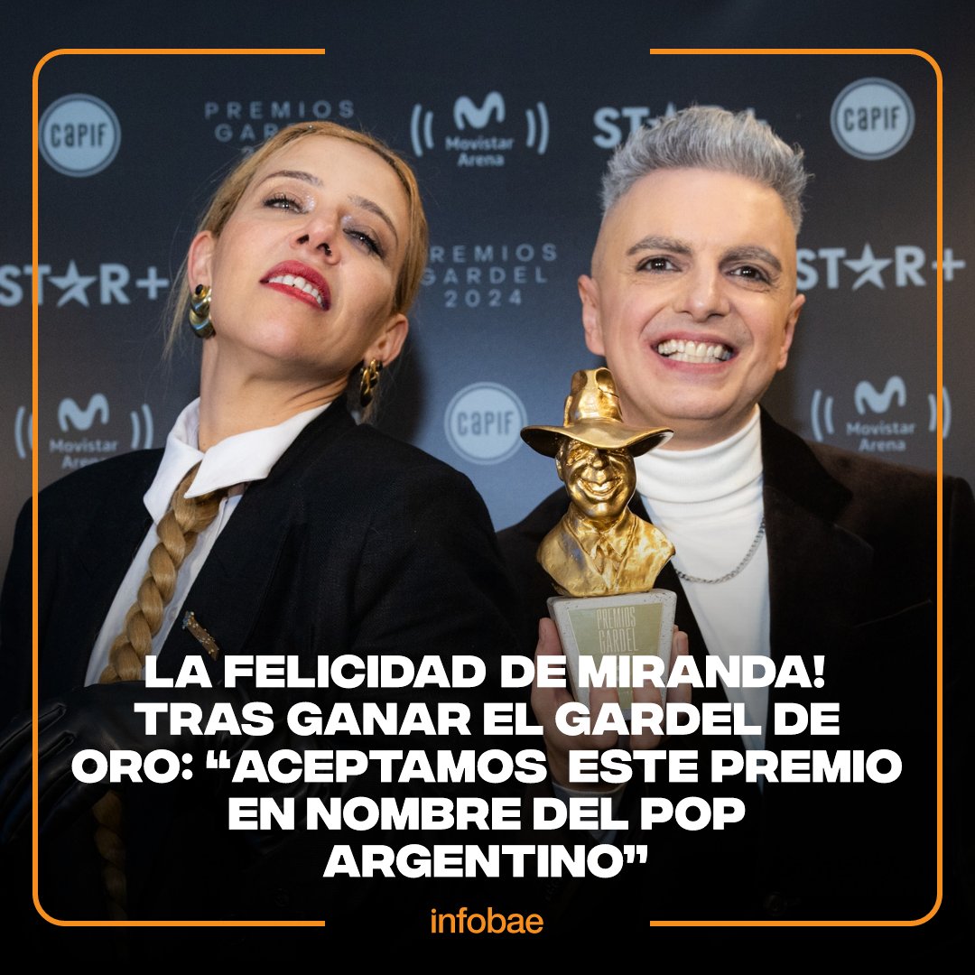La felicidad de Miranda! tras ganar el Gardel de Oro: “Aceptamos este premio en nombre del pop argentino” infob.ae/3R2ZpxX