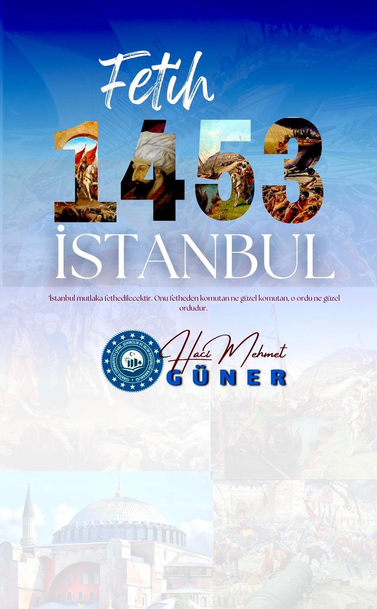 hm_guner's tweet photo. 29 Mayıs 1453, tarihin seyrini değiştiren büyük zaferin günü.

Fatih Sultan Mehmet'in önderliğinde gerçekleşen #İstanbulunFethi ile İstanbul’u medeniyetlerin beşiği haline getiren bu destansı günü ve kahraman ecdadımızı saygıyla anıyoruz.🇹🇷 https://t.co/yGyhcf9r91