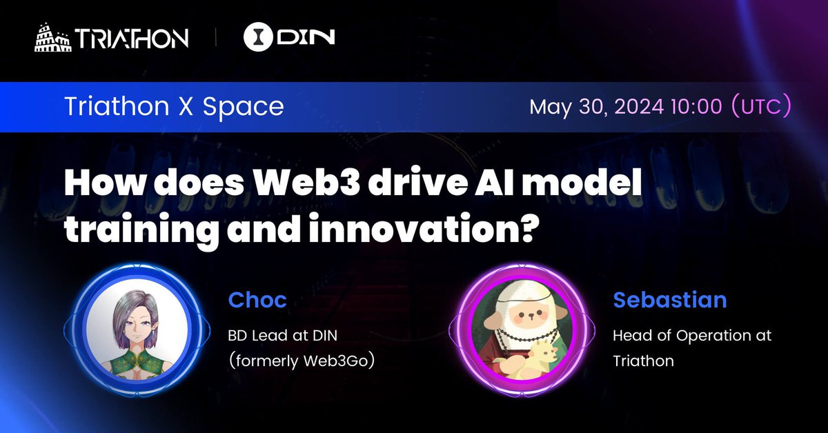 #TriathonChat エピソード1:「Web3 は AI モデルのトレーニングとイノベーションをどのように推進するのか? 🚀 」

ホスト:Sebastian @TriathonLab 
ゲスト:Choc - BD Lead, @din_lol_ 

💡分散型テクノロジーが AI モデル トレーニングのイノベーションをどのように推進しているかを紹介します。