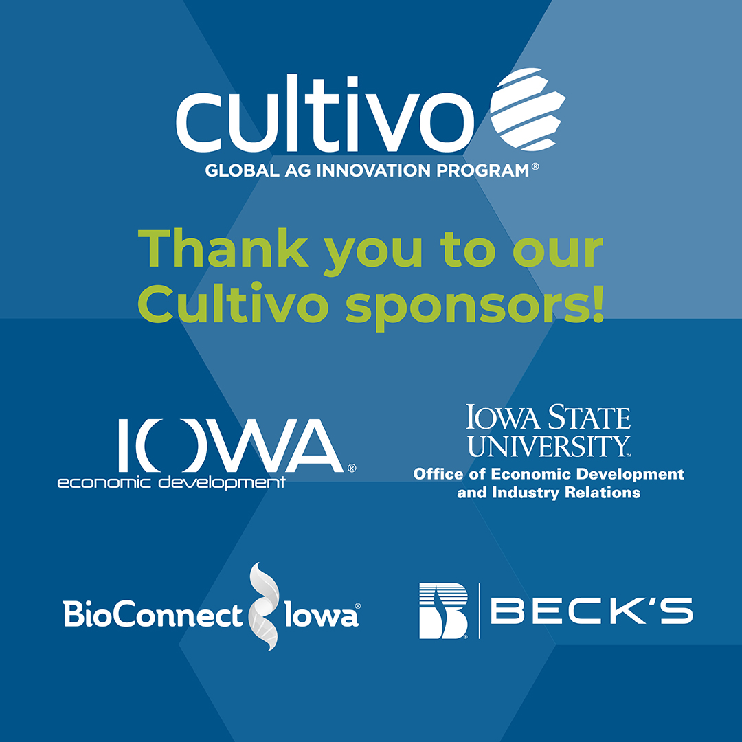 Thank you to our outstanding #Cultivo sponsors, @BusinessIOWA, Iowa State University EDIR, BioConnect Iowa and @BecksHybrids! 👏

Learn more about how Cultivo prepares global scaleup companies for entry into the U.S. ag, food and bioscience market > cultivationcorridor.org/about-us/culti…