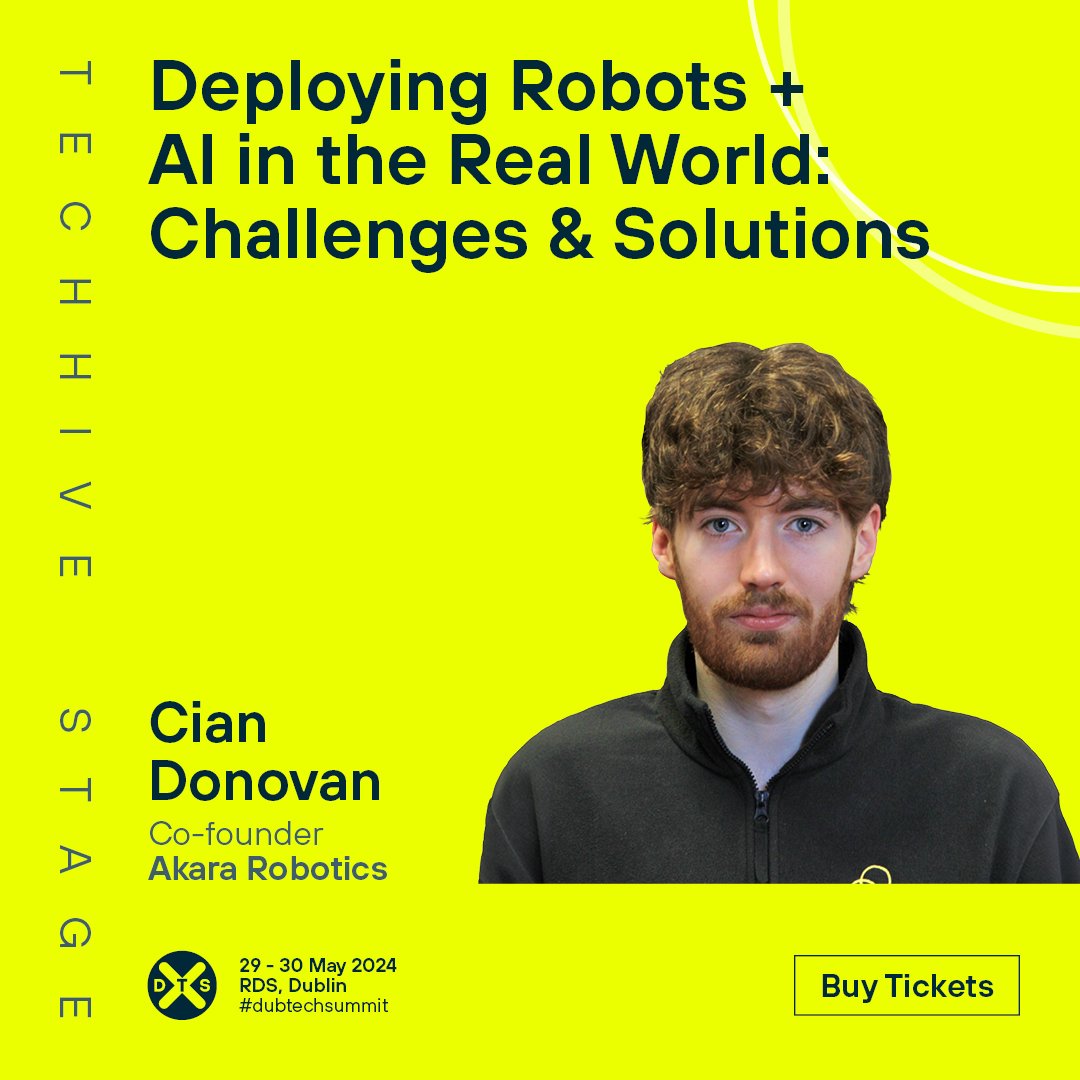 DubTechSummit's tweet image. Meet Cian Donovan, Co-founder @Akara_Robotics at his discussion on “Architecting Seamless Deployment: Empowering Engineers to Effortlessly Deploy Code Across Robot Fleets”

📍Tech Hive (balcony)
⏰14:30-14:50 GMT

#DubTechSummit