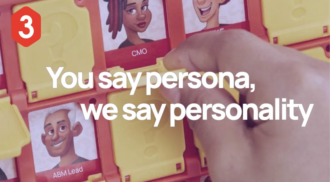 Agent3 (@weareagent3) on Twitter photo You say persona, we say personality! The marketing world is waking up to the fact that persona-based marketing simply isnβt effective, but speaking to your customers' or prospects' personality traits IS. Watch to learn more.
hubs.li/Q02yNckS0
#demandgen <a href="/oneninefive_onf/">oneninefive</a> You say persona, we say personality! The marketing world is waking up to the fact that persona-based marketing simply isnβt effective, but speaking to your customers' or prospects' personality traits IS. Watch to learn more.
hubs.li/Q02yNckS0
#demandgen <a href="/oneninefive_onf/">oneninefive</a>