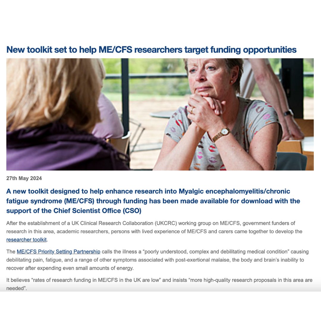 @PSPForMECFS has just launched a researcher toolkit for #MECFS. ➡️ shorturl.at/5qxYT  

Here researchers can find funding opportunities, guides to embedding PPI, researcher application support &amp; more.