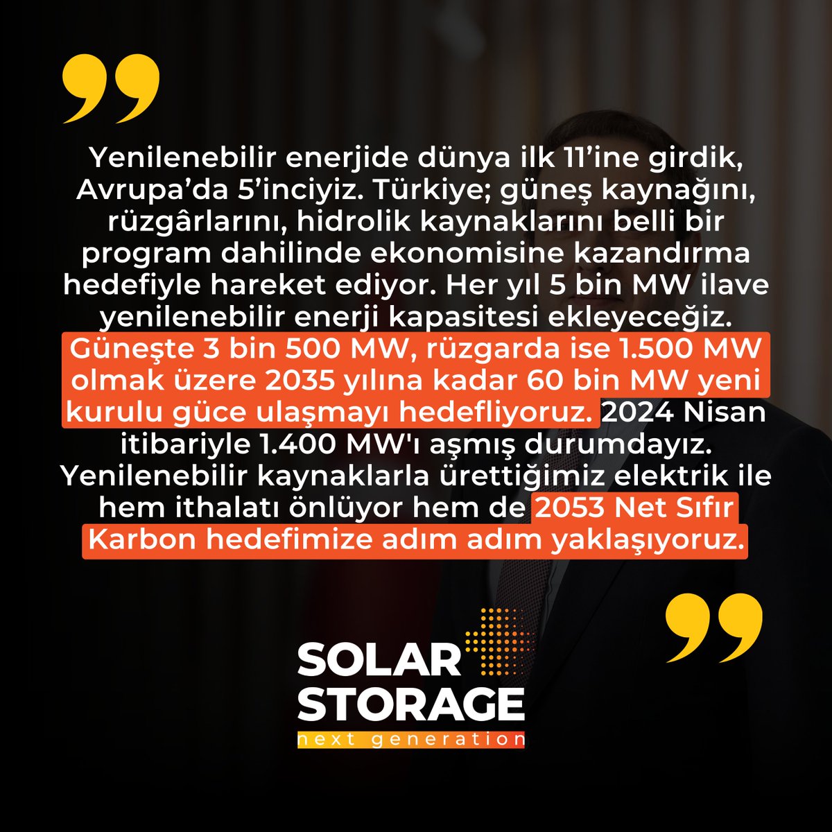 T.C. Enerji ve Tabii Kaynaklar Bakanlığı Bakanı Alparslan Bayraktar'ın bu açıklamaları, ülkemizin yenilenebilir enerji potansiyelinin ne kadar büyük olduğunu bir kez daha gösteriyor.