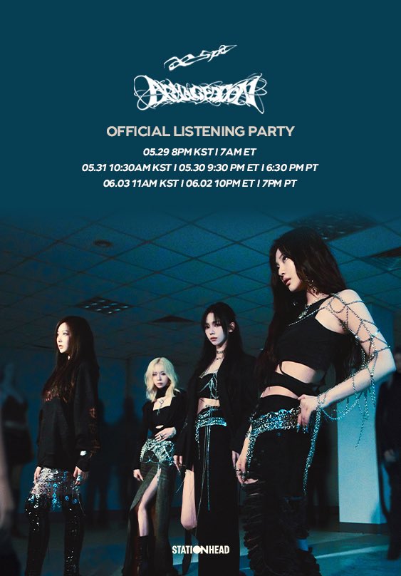 📢 〖Armageddon〗 Official Listening Party #1 will be live on @STATIONHEAD in 10 minutes! Don't forget to join! 🎙 ON AIR: 📍05.29 8PM KST I 7AM ET (With exclusive voice messages from aespa) 📍05.31 10:30AM KST I 05.30 9:30PM ET I 6:30PM PT 📍06.03 11AM KST I 06.02 10PM ET I