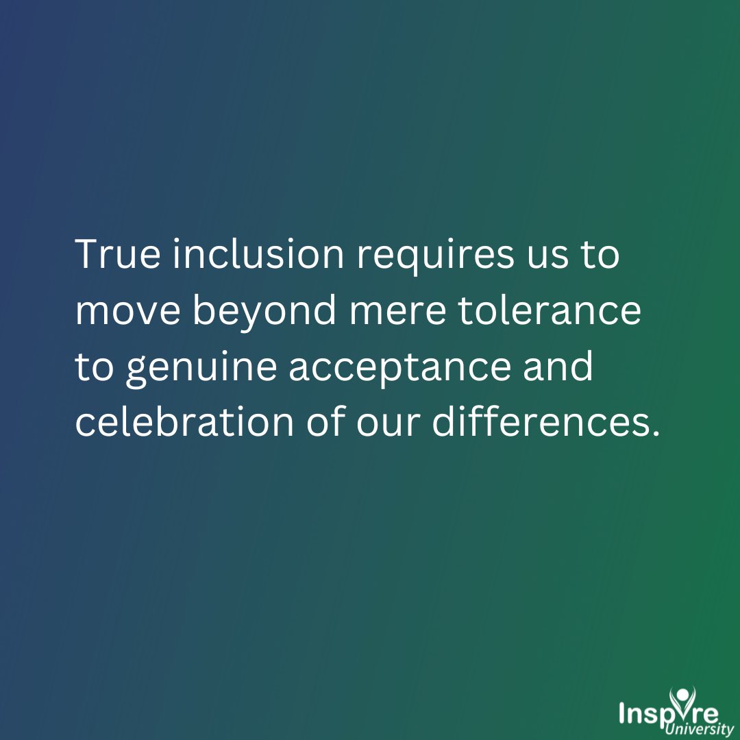 True inclusion requires us to move beyond mere tolerance to genuine acceptance and celebration of our differences. #InspireU #DisabilityInclusion #DisabilityAction #InspirationalSpeaker #MotivationalSpeaker