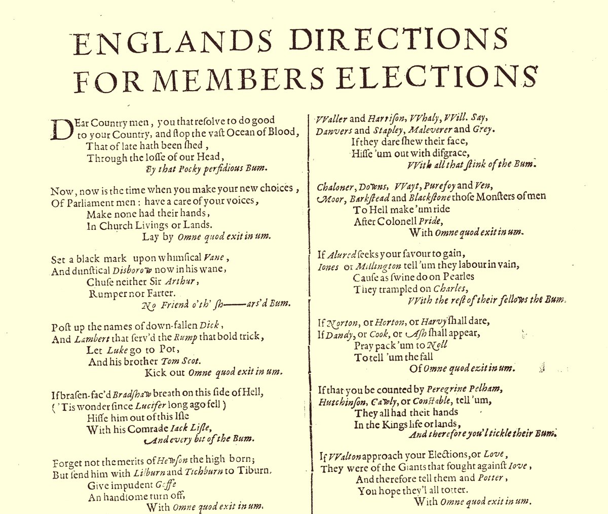 Englands Directions for Members Elections
Thomason Tracts, 1660
[I'm starting to look at early modern election songs...]
#earlymodern #17thCentury #generalelection
