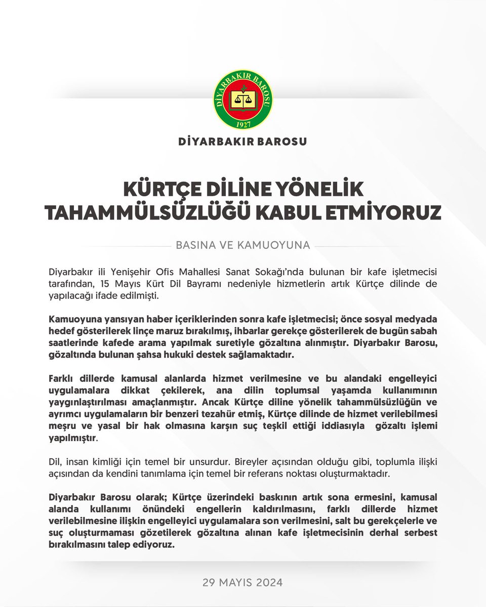 Kürtçe Diline Yönelik Tahammülsüzlüğü Kabul Etmiyoruz