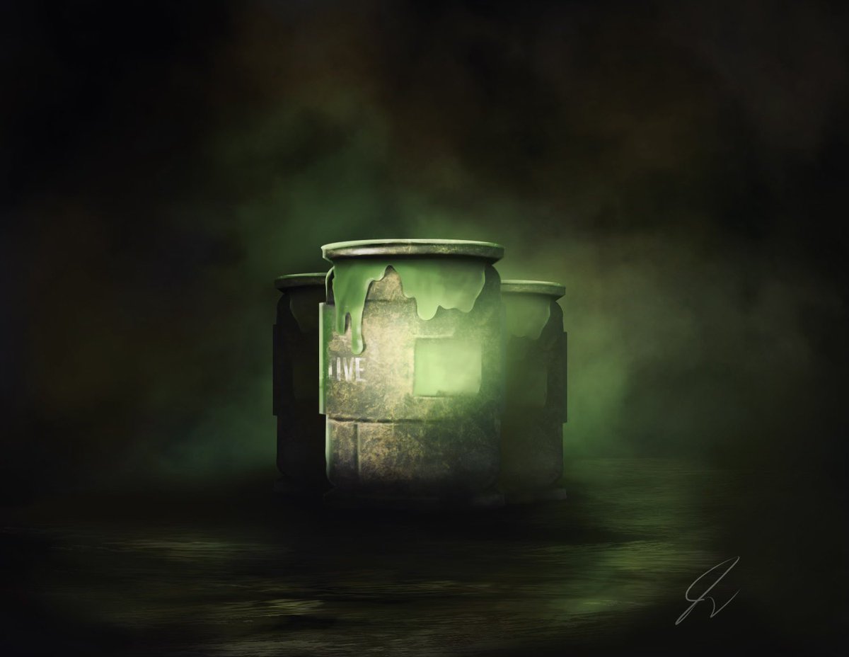ScrapboxSoft's tweet image. Radiation barrel concept art.