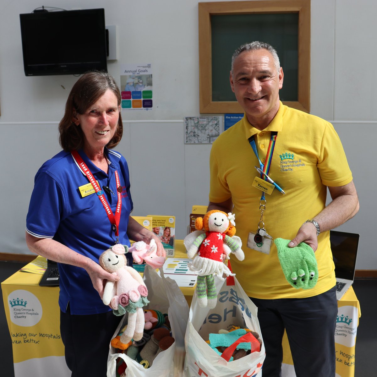 SupportHospital's tweet photo. It was lovely to receive a knitted toy donation from Amanda Barlow, Lead Orthopaedic Practitioner, whose mum regularly knits these wonderful items to sell on our charity stalls. They're always a big hit and fly off the shelves in no time!
#giftinkind #donation #nhs #kgqhcharity https://t.co/WiN5ZxCFpR