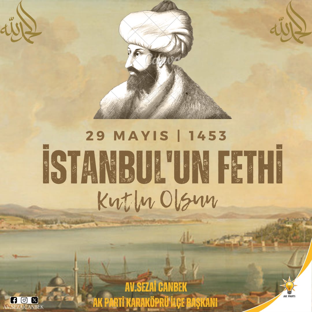 Kostantiniyye (İstanbul) Muhakkak Fethedilecektir. Onu Fetheden Komutan Ne Güzel Komutan; Onu Fetheden Ordu Ne Nüzel Ordudur.” 'HZ.MUHAMMED (S.A.V) İstanbul'un Fethinin 571. Yıldönümü Kutlu Olsun. @RTErdogan @erkankandemir @bybekirbozdag @adelioglu63 @Akparti