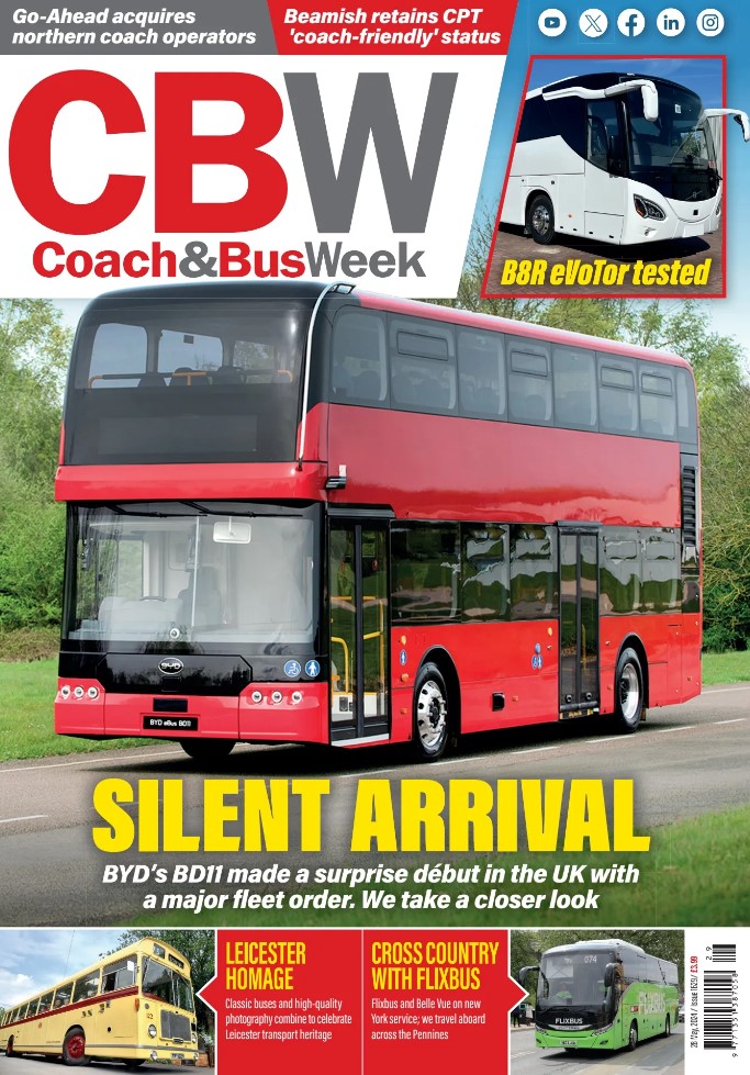 CBWtweets's tweet photo. This week, we get behind the wheel of the @VolvoBusUK B8R with MCV eVoTor bodywork, we report from the launch of the new @BYDCompany BD11 electric double-decker &amp; take a trip with @flixbus_uk aboard a new @YutongGlobal GT12 operated by partner @BelleVueBus
https://t.co/H4aQ3Mxwtf https://t.co/7hjBp4pqIB