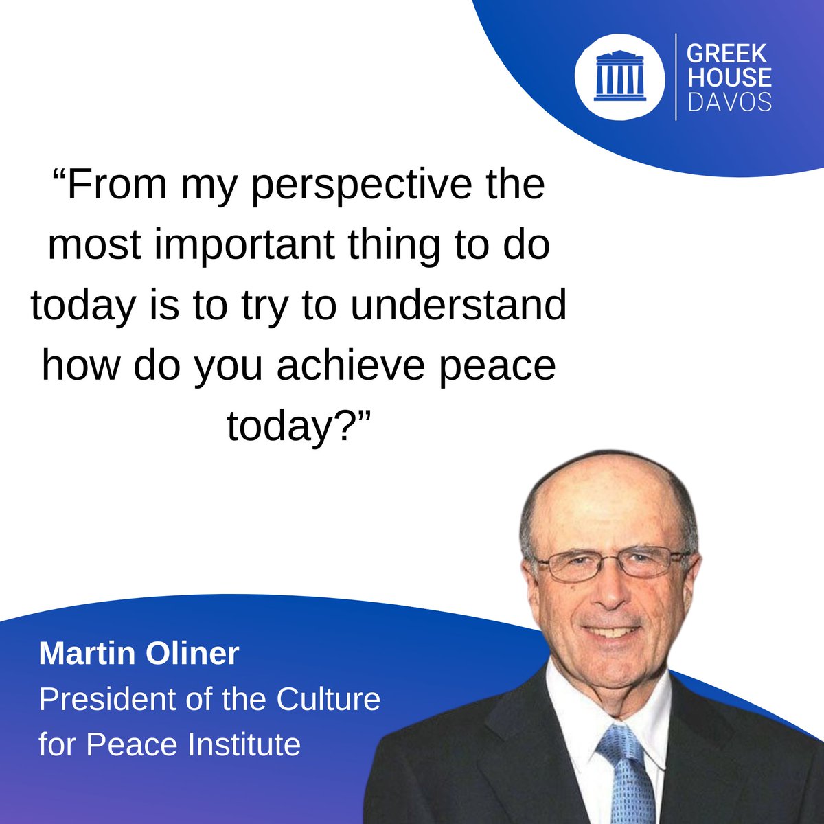 Martin Oliner, President of the Culture for Peace Institute, offered the following perceptive comments during his discussion on "The Economics of Peace in the Middle East: A best practices model for Education on the culture of Peace and SDGs" at our annual meeting in Davos in