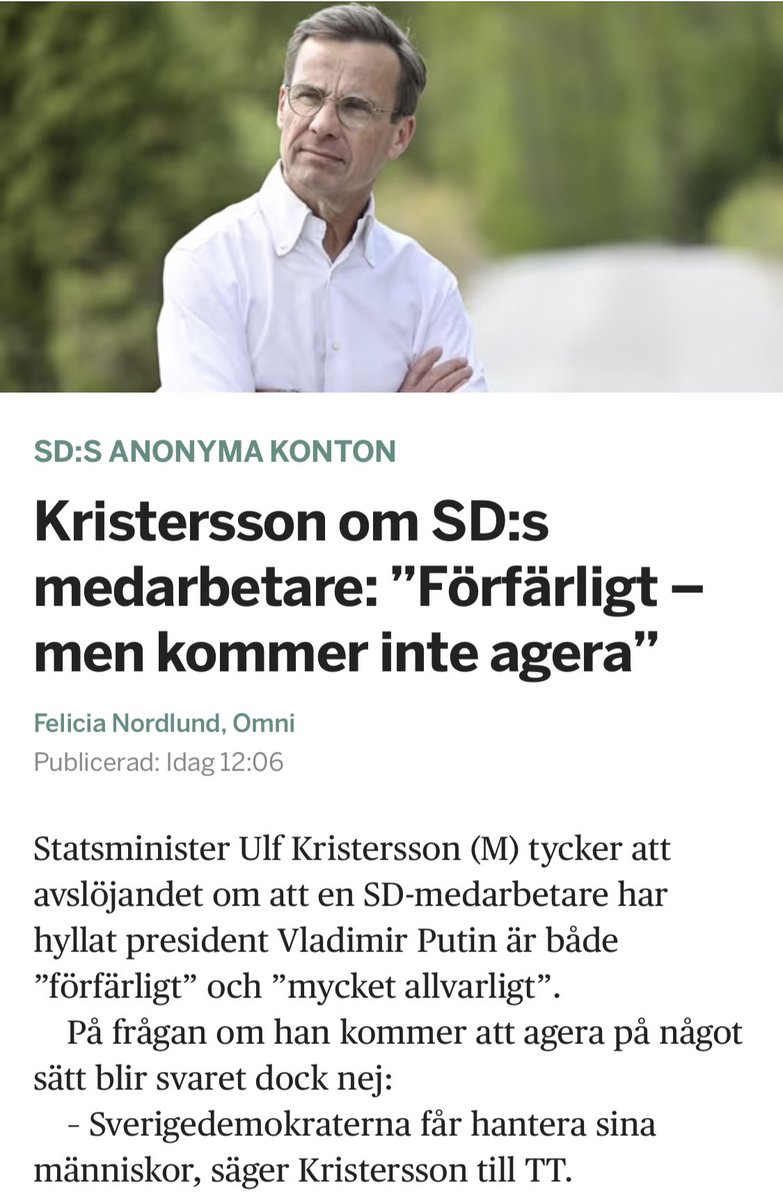 Säg mig, Ulf Kristersson, om inte du, landets statsminister, tänker agera när folk beter sig på ett sätt som riskerar vår säkerhet, varför ska någon enda människa i det här landet förväntas göra det? omni.se/a/8q6L2A