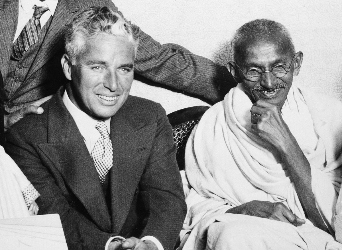 Charlie Chaplin with Ben Kingsley in 1931 after the premiere of the film Gandhi. PS - Some people are saying that's Robert Downey Jr. and not Chaplin. Can anyone confirm?