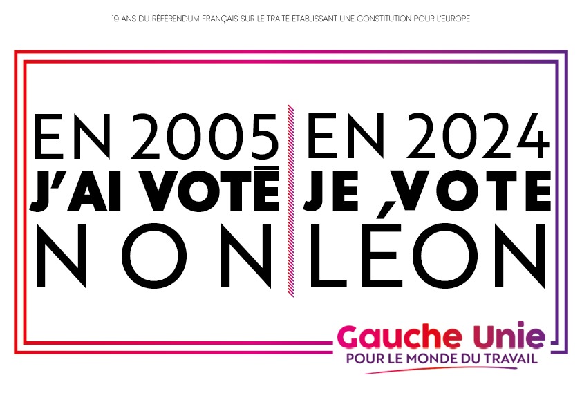 Il y a 19 ans les Français disaient NON à l'Europe libérale. Alors le 9 juin prochain, votez @L_Deffontaines, c'est réaffirmer ce NON de colère et d'espoir qui anime notre combat pour une Europe au service des peuples!