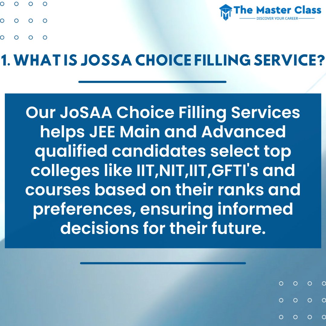 masterclassofcl's tweet photo. 🌟 Expert JoSAA Choice Filling

Maximize your admission chances with our strategic choice filling!

This FAQ clarified your doubts about JoSAA Choice Filling Services.

For More Details Contact Us:+91 73059 45929

Visit Our Website: https://t.co/1cLdpH22yD https://t.co/T0YHTjgNwe