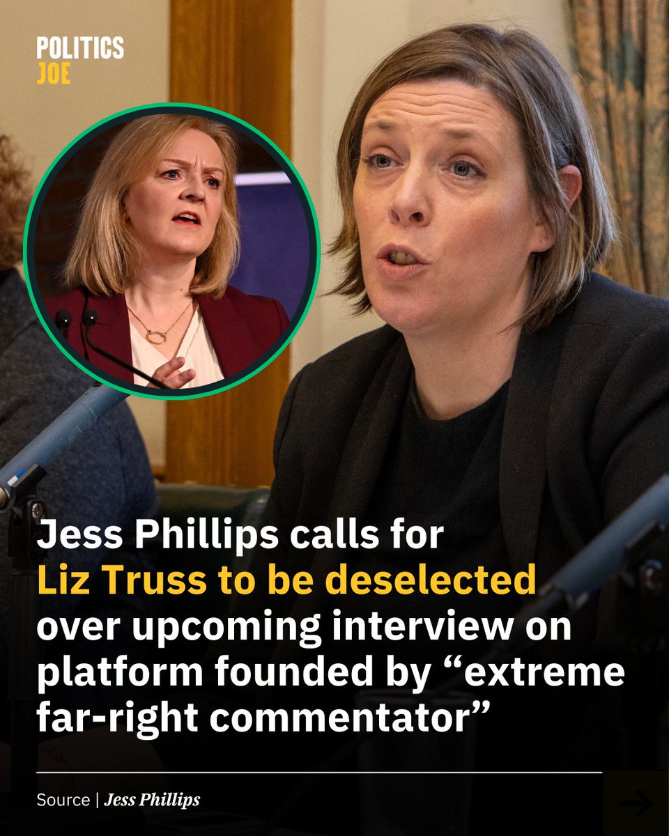 Labour's Jess Phillips has called on Rishi Sunak to deselect Liz Truss as a Conservative candidate after it emerged she will appear on far-right platform Lotus Eaters, founded by 'extreme far-right commentator' Carl Benjamin.