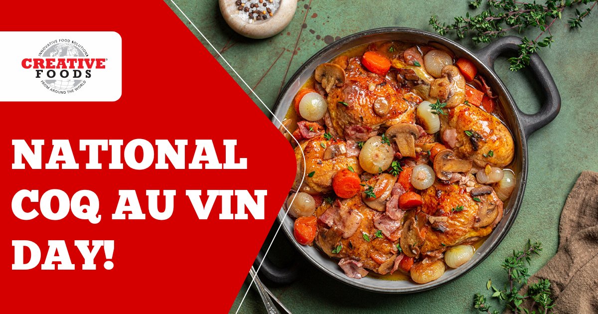 It's #NationalCoqAuVinDay! Let's celebrate this delicious French dish - magnifique. creativefoods.pulse.ly/g3ql4kfwdf