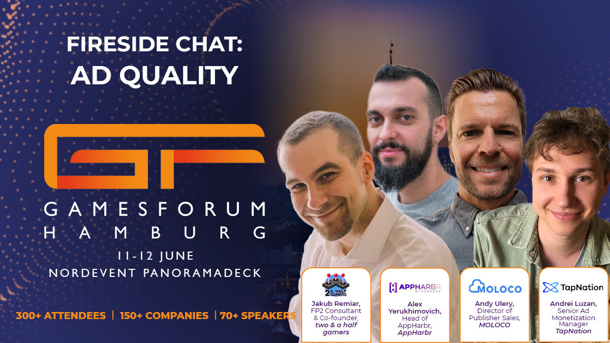 💡 What's the key to balancing ad quality and #UX in #mobilegaming? Join Jakub Remiar #twoandahalfgamers, Alex Yerukhimovich @AppHarbr, Andy Ulery @MolocoHQ & Andrei Luzan @TapNationGames in our fireside chat on ad quality 🎟️👇 eu1.hubs.ly/H09mDkG0 #adtech #admonetization