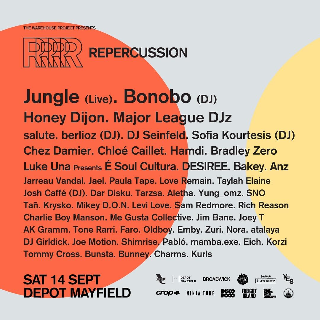 Lots of our amazing artists performing at @WHP_Mcr's Repercussion this year 🕺 @si_bonobo @DJ_Seinfeld @saluteAUT @SofiaKourtesis & @yunganz_ Register for pre-sale access here, on sale tomorrow! ➜ repercussion.uk.com/signup