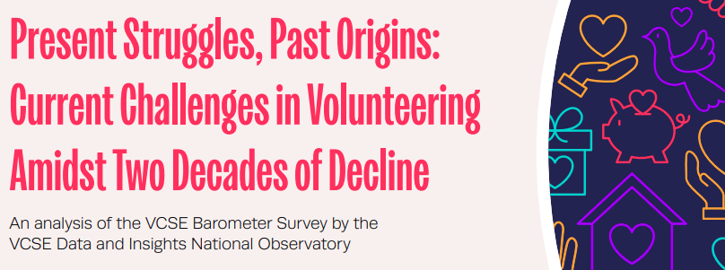 VCSE National Data and Insights Observatory (@vcseobservatory) on Twitter photo Present Struggles, Past Origins - the latest #VCSE Barometer report sets current challenges in #volunteer recruitment and retention within the context of two decades of volunteering decline. bit.ly/3VkUY4f Huge thanks to Gethyn Williams for guest commentary. <a href="/drbennye/">Dr Ben Evans</a> Present Struggles, Past Origins - the latest #VCSE Barometer report sets current challenges in #volunteer recruitment and retention within the context of two decades of volunteering decline. bit.ly/3VkUY4f Huge thanks to Gethyn Williams for guest commentary. <a href="/drbennye/">Dr Ben Evans</a>