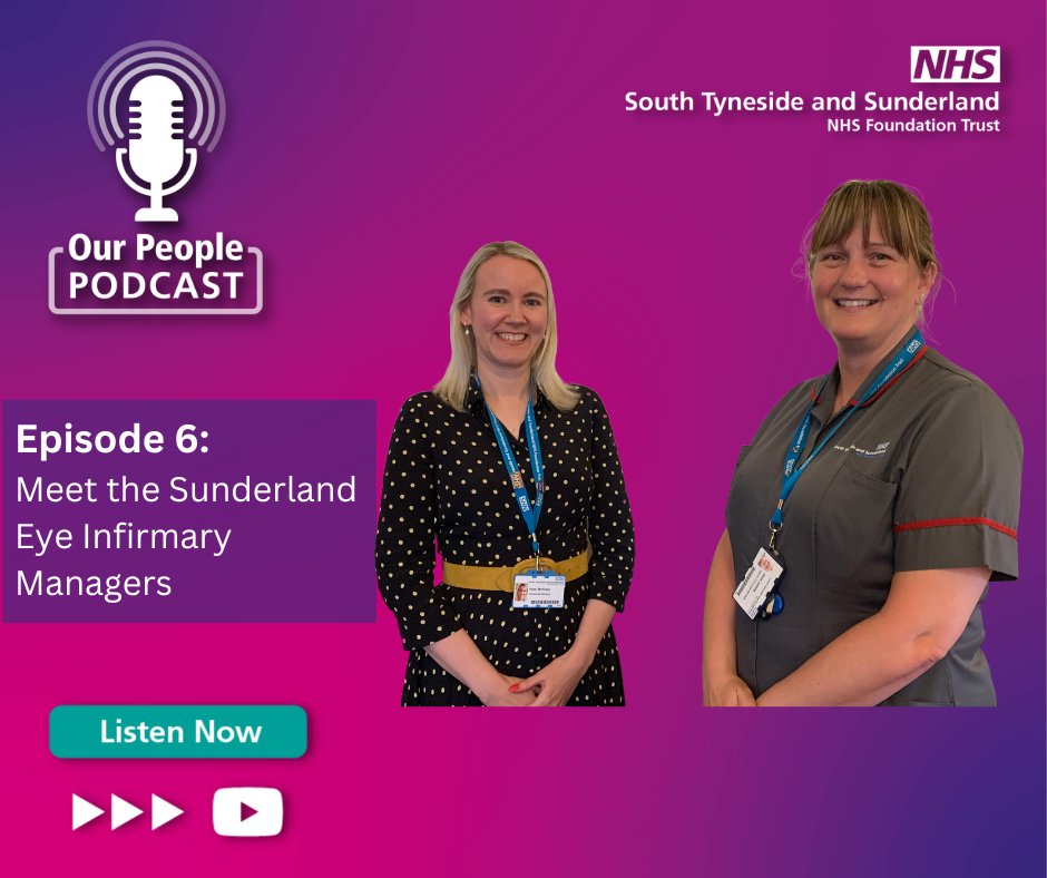 STSFTrust's tweet photo. 🎙️ This week's episode of Our People Podcast sees us talk all things eyes with Directorate Manager Fiona McKinley and Matron Carol Jobling, based at Sunderland Eye Infirmary.

With exciting times ahead, tune in!

Spotify: https://t.co/sGFHdsE4vE
YouTube: https://t.co/2JK3V7vyLI https://t.co/5a8D9hzEIP