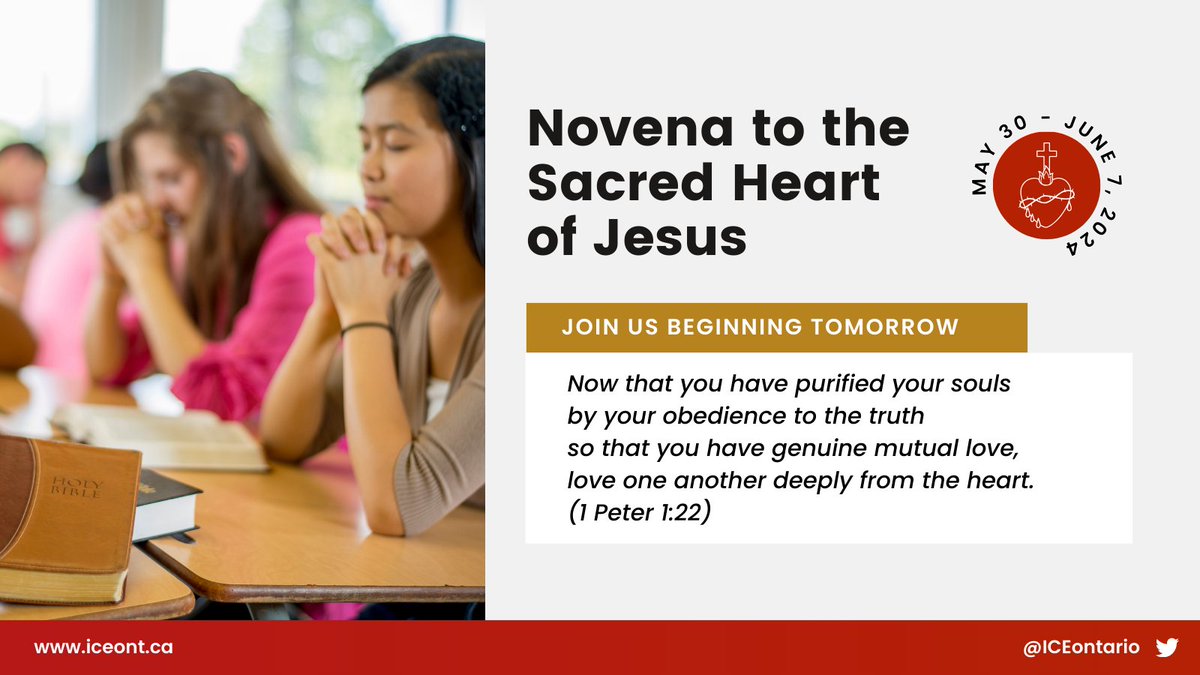 #CatholicEd our Novena to the Sacred Heart of Jesus starts tomorrow! Please join us in prayer today in preparation for the next nine days of the novena.🙏
iceont.ca/novena/in-prep…