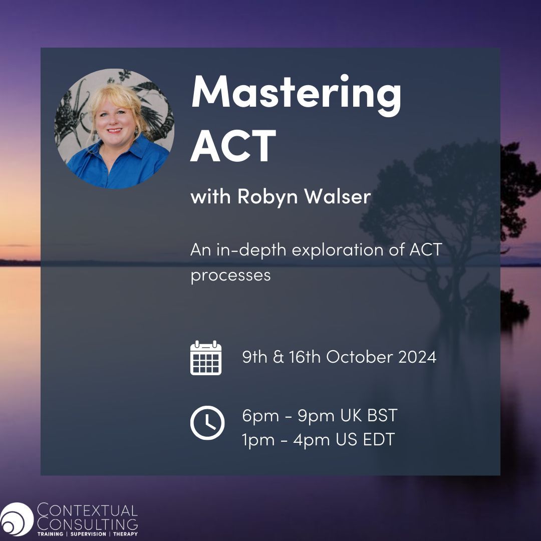 contextconsult's tweet image. Join Dr. Robyn Walser for an immersive training experience that will take your ACT practice to new heights!

Early-bird rates available until 12th July 2024. 🎉  Register now: buff.ly/43npr3R 

#ACTpractitioners #Learningopportunity